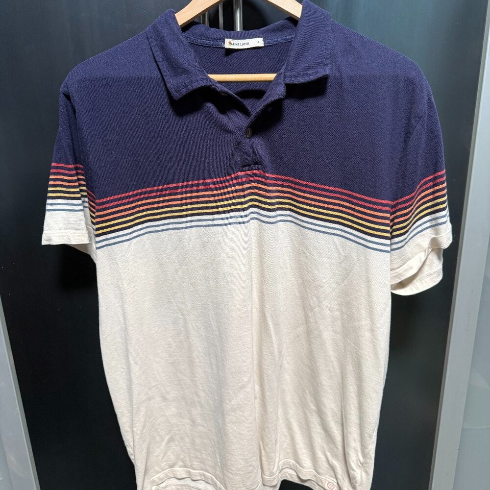 Marine Layer striped polo shirt size L